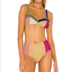 Glitter color block high-waisted bikini! NEW